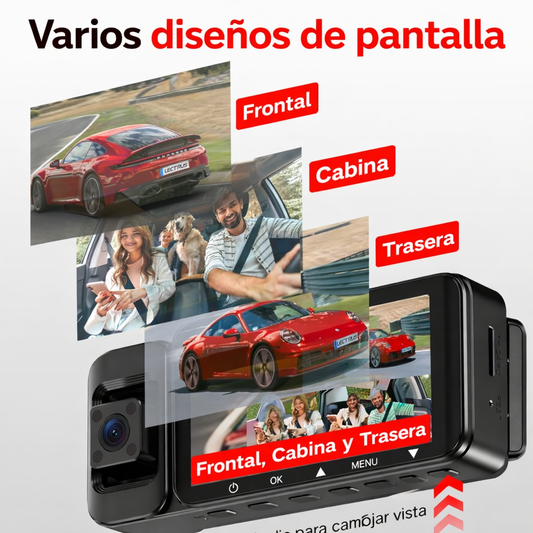 Camara para Carro 4k DashCam con Wifi + 3 Canales de Grabación + GPS