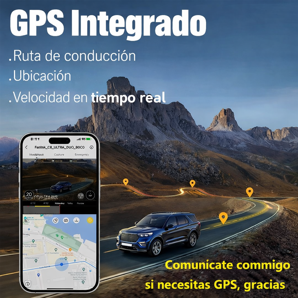 Camara para Carro 4k DashCam con Wifi + 3 Canales de Grabación + GPS